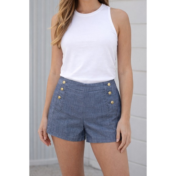 J. Crew Pants - J.Crew Sailor Chambray Shorts Blue Size 2